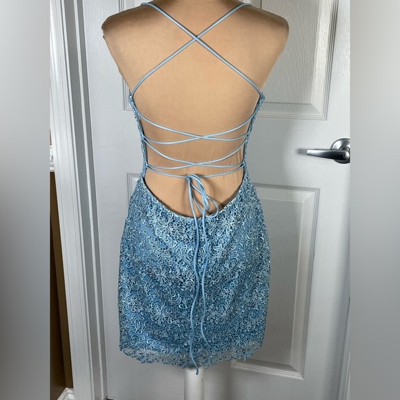 ALYCE PARIS ✨ Elegant Blue Sequin Dress ✨ - Picture 8 of 11